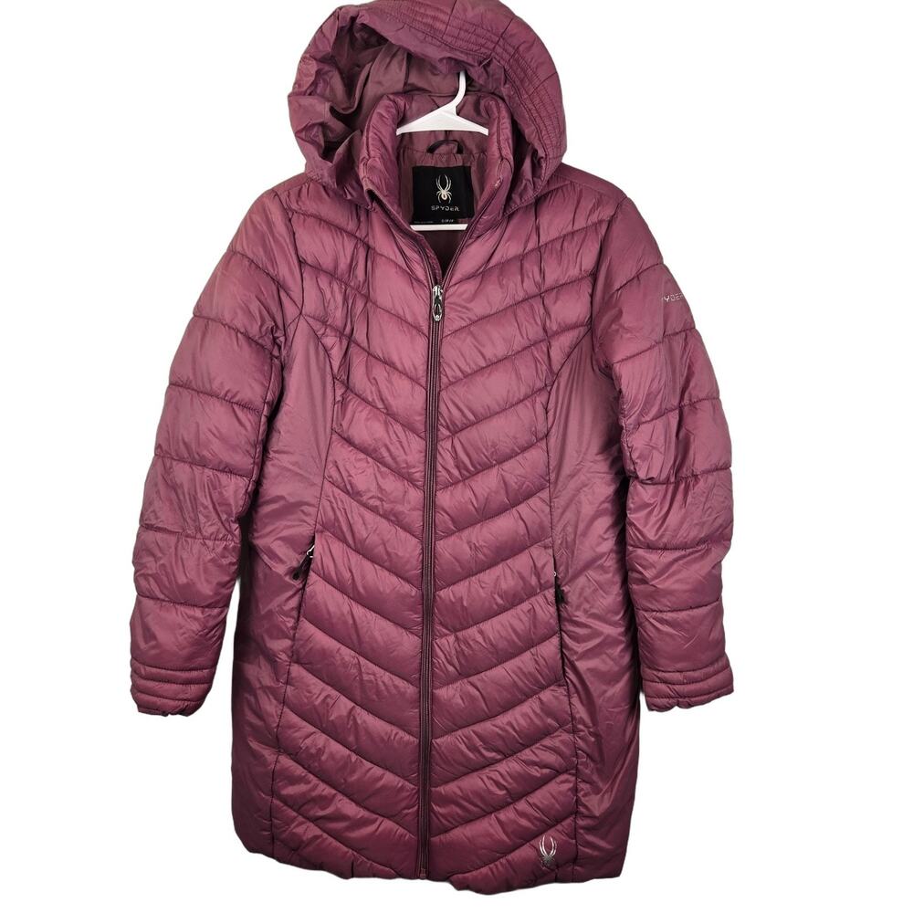 SPYDER Puffer Jacket Unisex Small Purple Hooded Full Zip Outdoor NEW GORPCORE